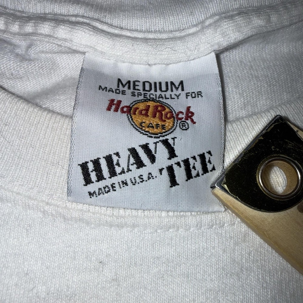 VINTAGE Hard Rock Cafe Shirt Mens Medium White Los Angeles Graphic Made USA 90s - Picture 9 of 10